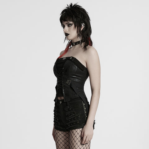 Punk drawstring tube top