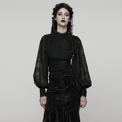 Goth Embroidered Chiffon Shirt