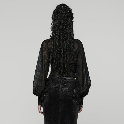 Goth Embroidered Chiffon Shirt