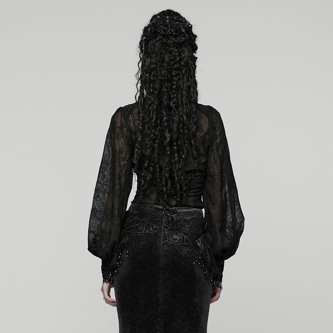 Goth Embroidered Chiffon Shirt