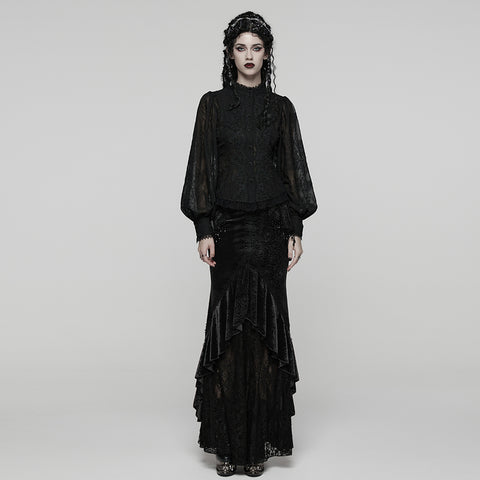Goth Embroidered Chiffon Shirt