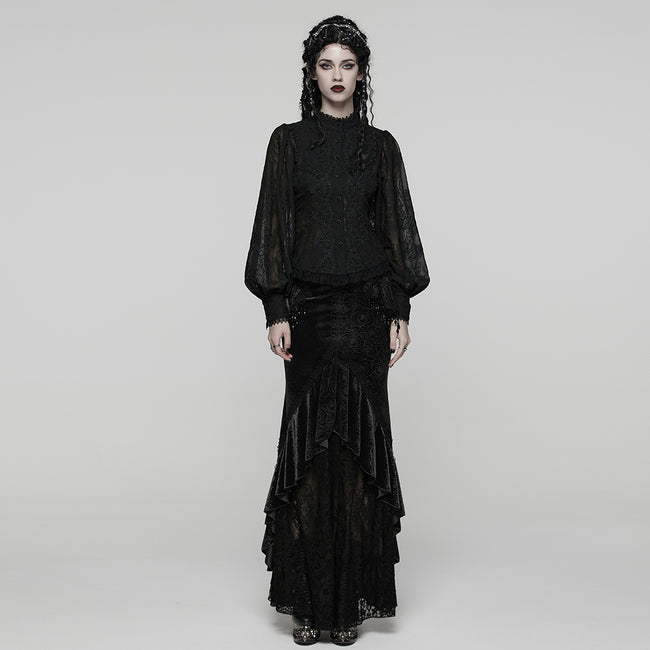 Goth Embroidered Chiffon Shirt