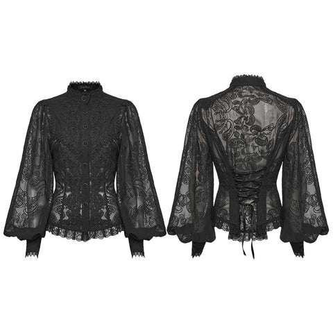 Goth Embroidered Chiffon Shirt