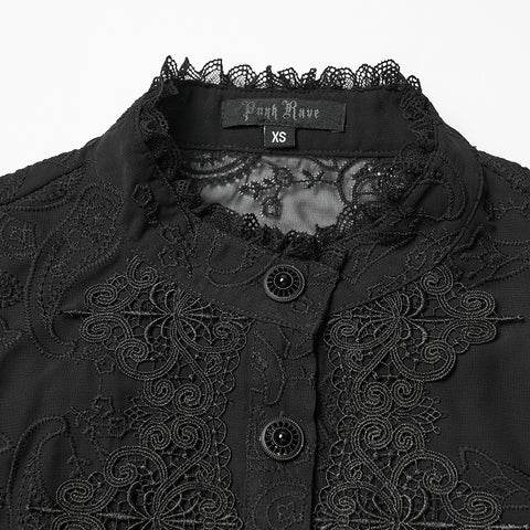 Goth Embroidered Chiffon Shirt