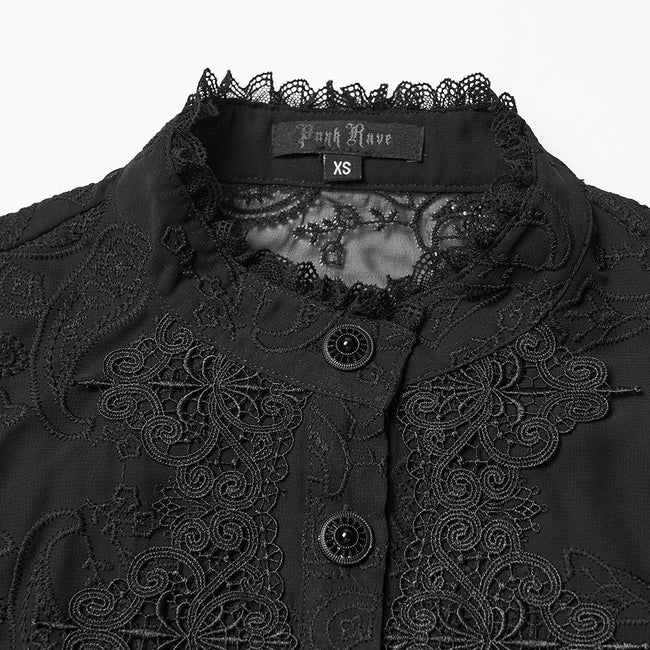Goth Embroidered Chiffon Shirt