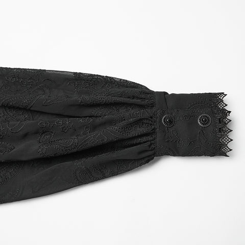 Goth Embroidered Chiffon Shirt