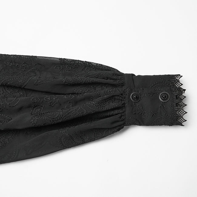 Goth Embroidered Chiffon Shirt