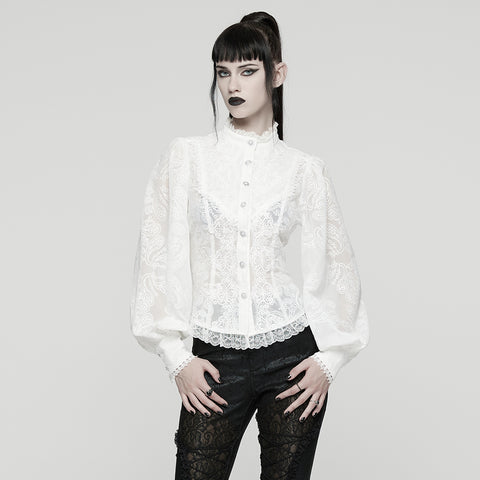Goth Embroidered Chiffon Shirt