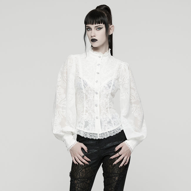 Goth Embroidered Chiffon Shirt