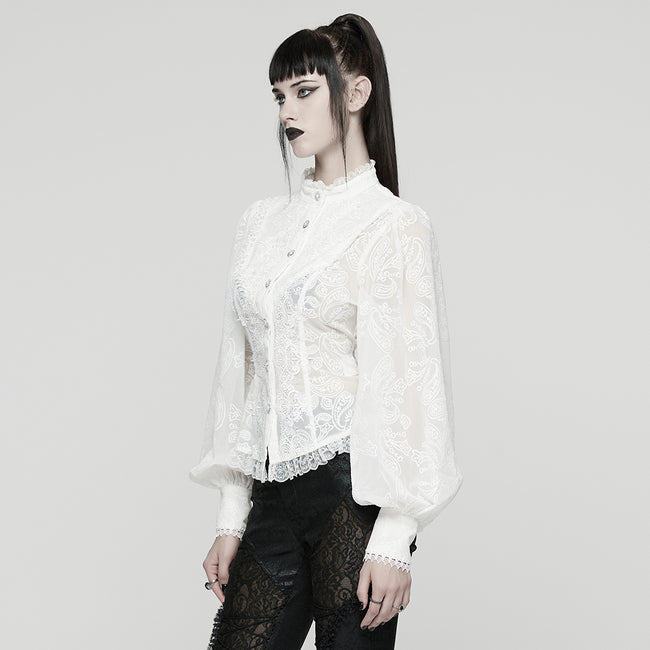 Goth Embroidered Chiffon Shirt