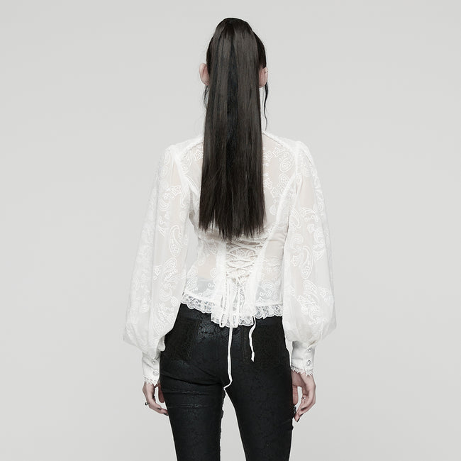Goth Embroidered Chiffon Shirt