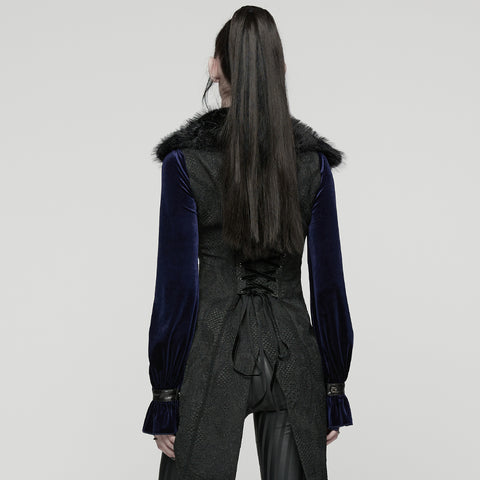 Goth Plush Lapel Swallowtail Vest