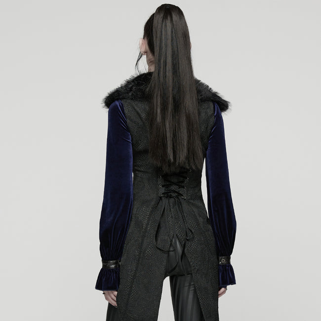 Goth Plush Lapel Swallowtail Vest