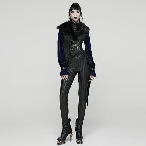 Goth Plush Lapel Swallowtail Vest