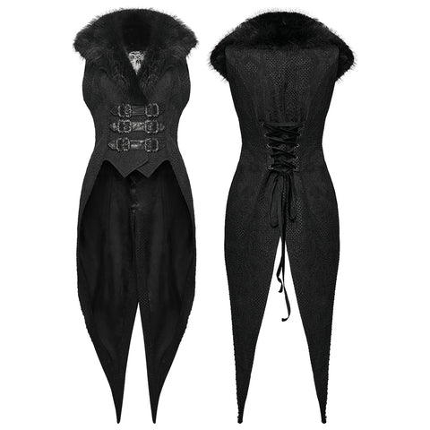 Goth Plush Lapel Swallowtail Vest