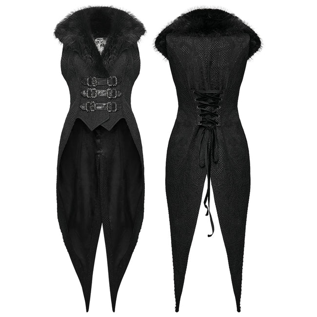 Goth Plush Lapel Swallowtail Vest