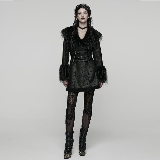 Goth Plush Collar Coat