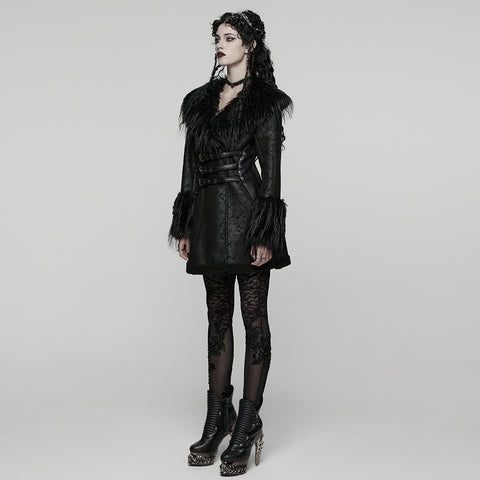 Goth Plush Collar Coat