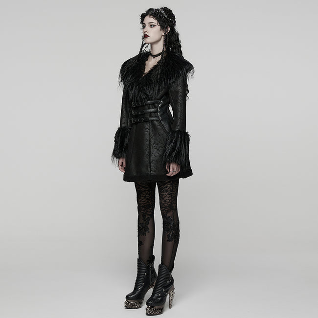 Goth Plush Collar Coat
