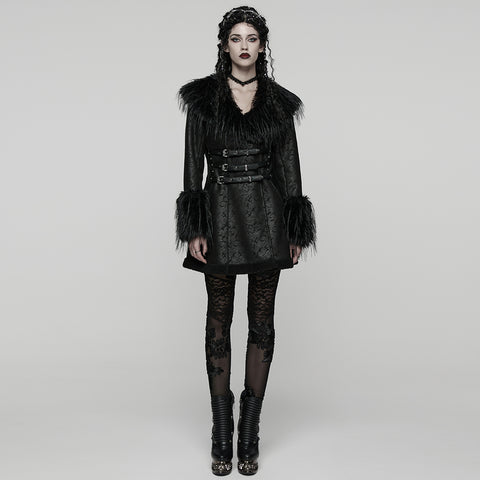 Goth Plush Collar Coat