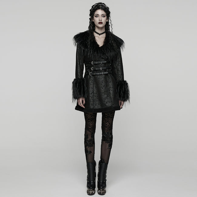 Goth Plush Collar Coat
