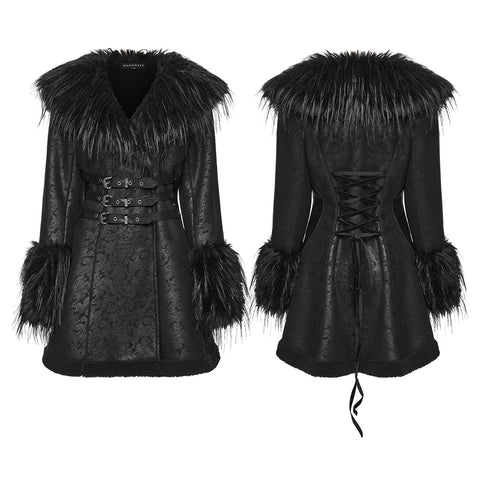 Goth Plush Collar Coat