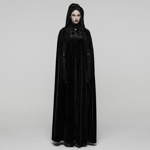 Goth Embroidered  Velvet Cloak