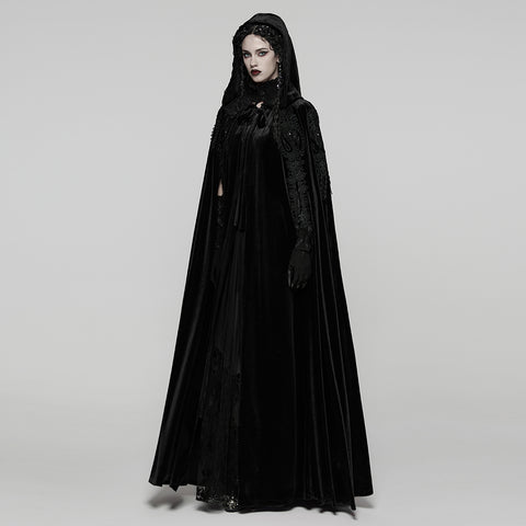 Goth Embroidered  Velvet Cloak