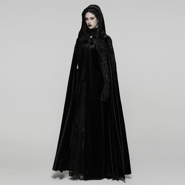 Goth Embroidered  Velvet Cloak