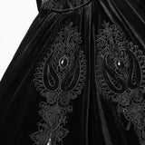Goth Embroidered  Velvet Cloak