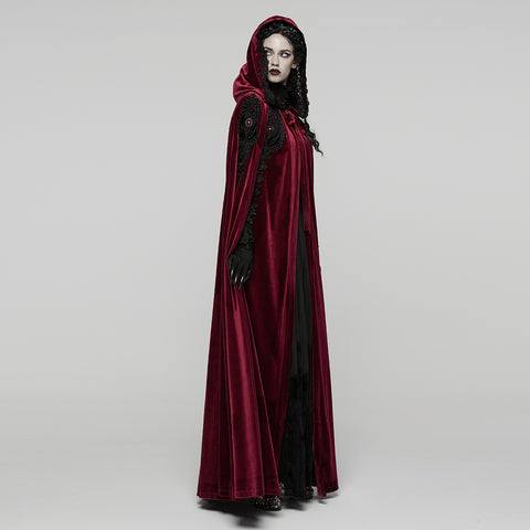 Goth Embroidered  Velvet Cloak