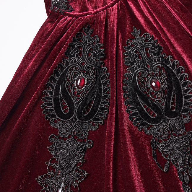 Goth Embroidered  Velvet Cloak