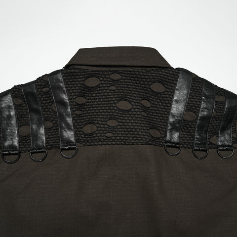 Punk distressed cotton shirt for men