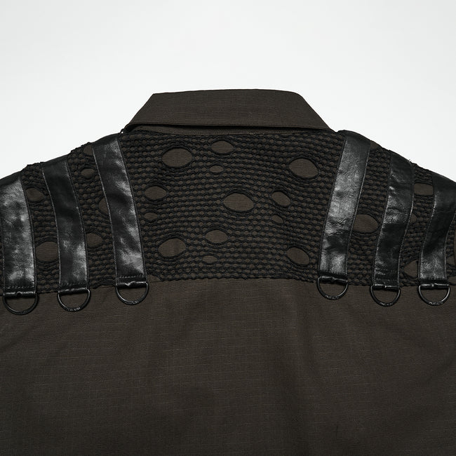 Punk distressed cotton shirt for men
