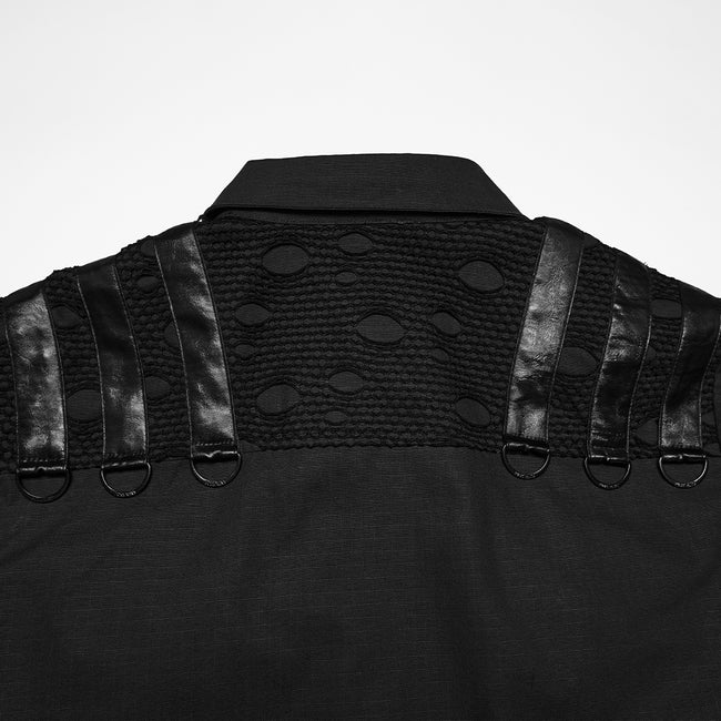 Punk distressed cotton shirt for men
