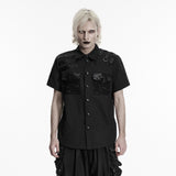 Punk distressed cotton shirt for men