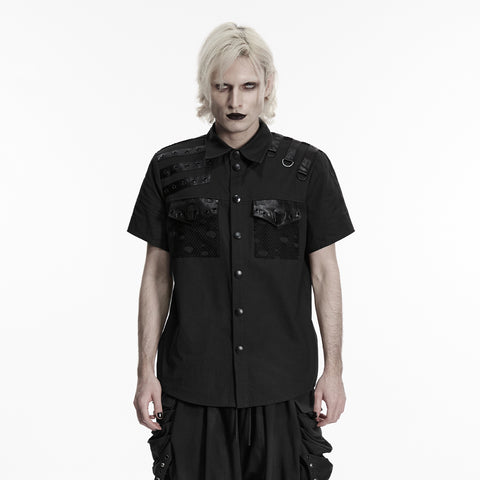 Punk distressed cotton shirt for men