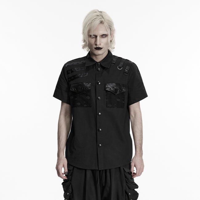 Punk distressed cotton shirt for men