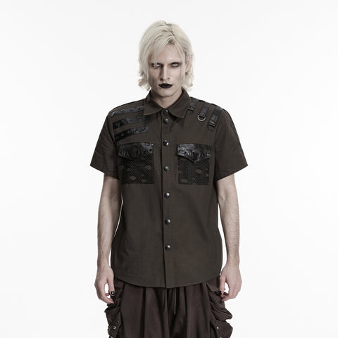 Punk distressed cotton shirt for men