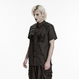 Punk distressed cotton shirt for men