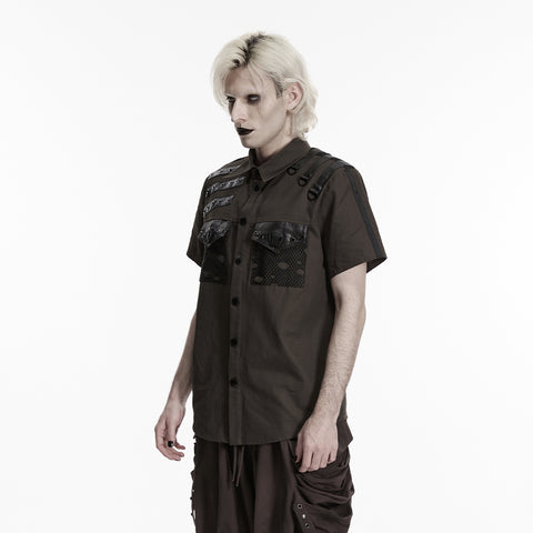 Punk distressed cotton shirt for men
