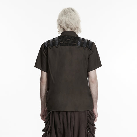Punk distressed cotton shirt for men