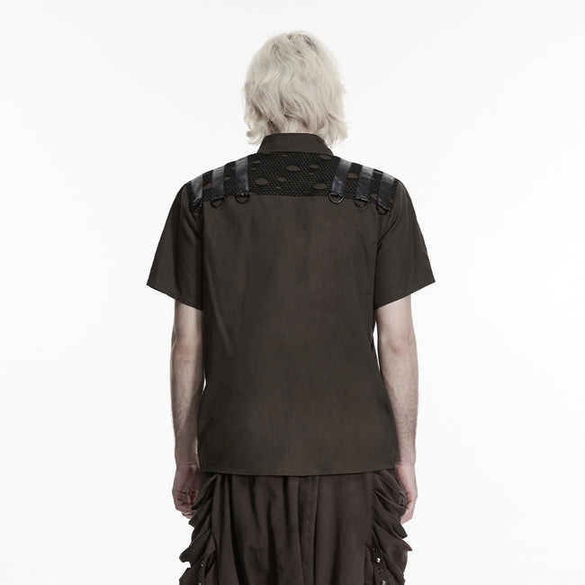 Punk distressed cotton shirt for men
