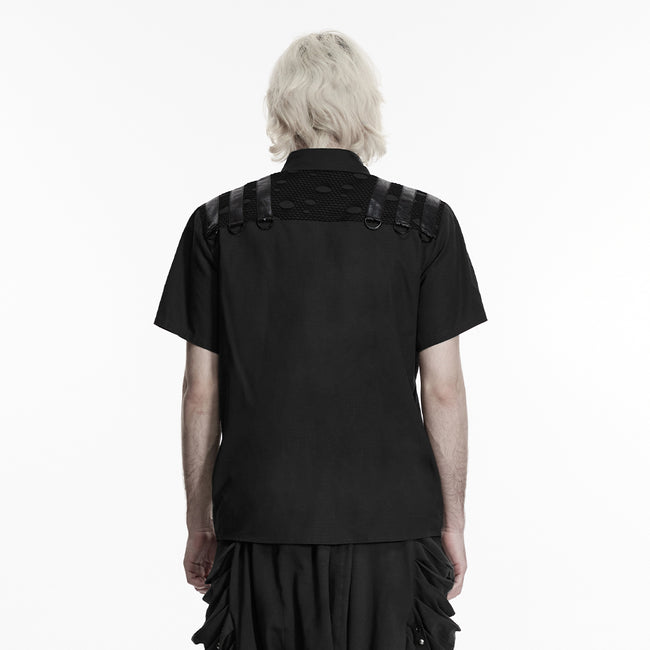 Punk distressed cotton shirt for men