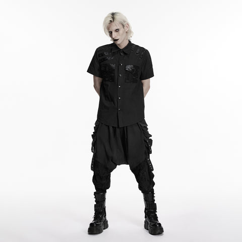Punk distressed cotton shirt for men