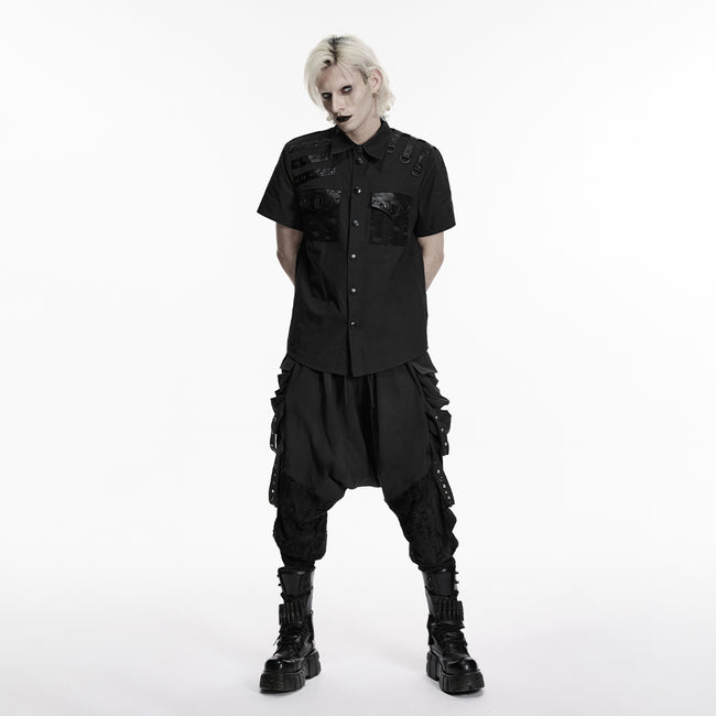 Punk distressed cotton shirt for men