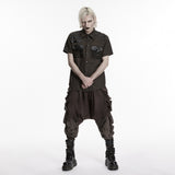 Punk distressed cotton shirt for men