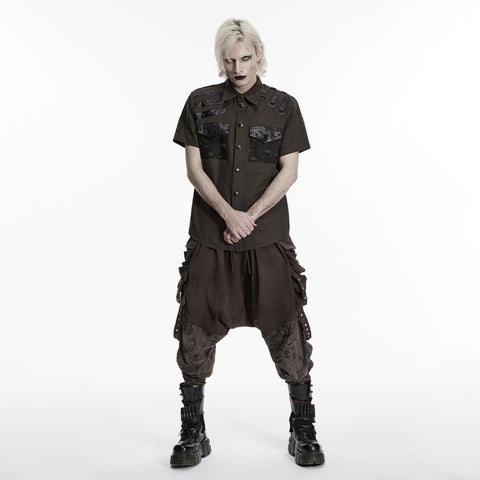 Punk distressed cotton shirt for men