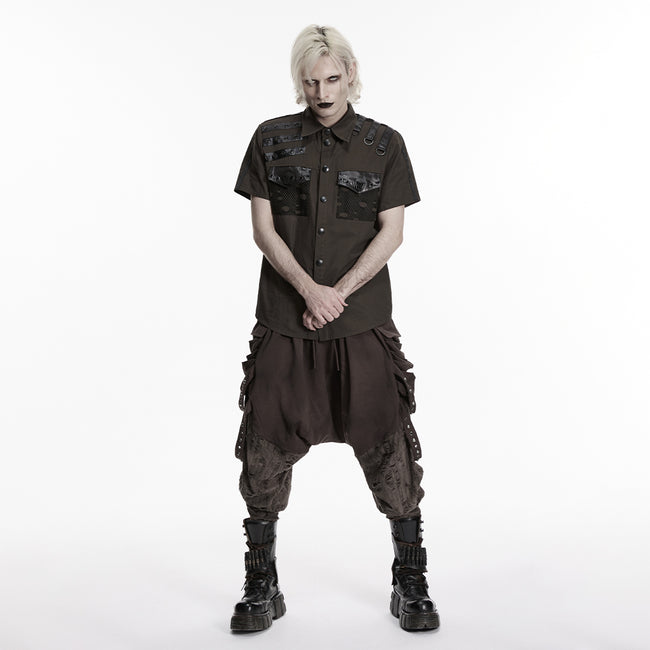 Punk distressed cotton shirt for men
