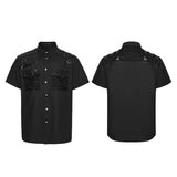 Punk distressed cotton shirt for men